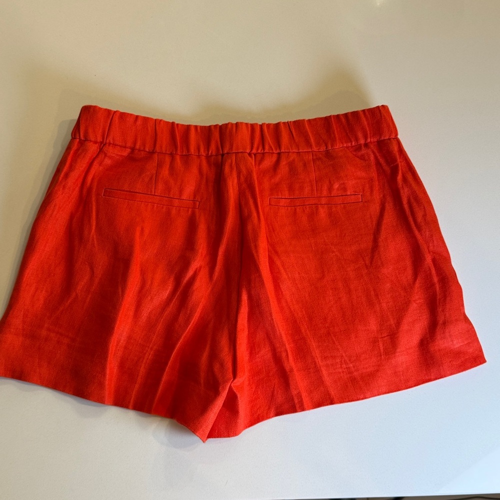 J. Crew 100% Linen High Waist Shorts. Coral/ Orange Size 8 - Picture 5 of 11